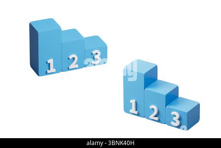 Rankings Podiumsstufen, 3D-Rendering. 3D-Abbildung. Stockfoto