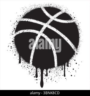 Graffiti-Basketball-Ikone im urbanen Graffiti-Stil mit schwarzer Sprühfarbe. Vektorabbildung. Stock Vektor
