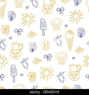 Handgezeichnetes Doodle-Muster mit Zitrone Stock Vektor