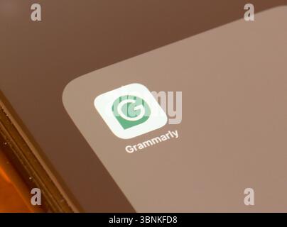 Grammarly AI oder Artifical Intelligence App auf einem Smartphone-Bildschirm Stockfoto