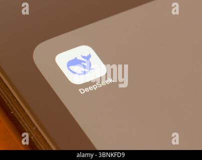 Deepseek AI oder Artifical Intelligence App auf einem Smartphone-Bildschirm Stockfoto