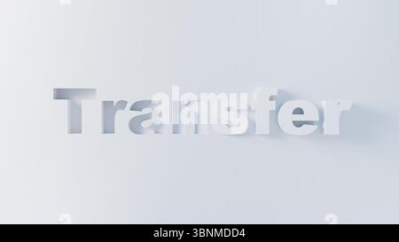 Textübertragungskonzept mit 3D-Wort auf minimalistischem weißem Hintergrund Stockfoto