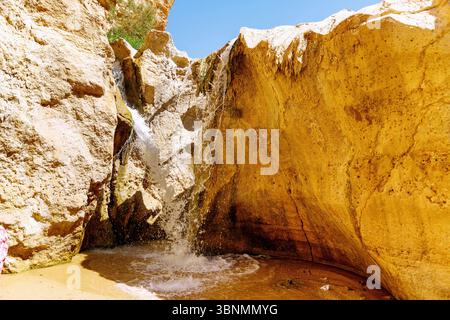 Großer Wasserfall im Oued-Tal in der Bergoase Tamerza, Tunesien Stockfoto