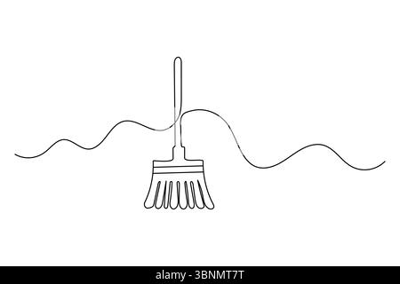 Minimale Besendarstellung in durchgehender einzeiliger Zeichenart mit isolierter Konturvektorkonstruktion Stock Vektor