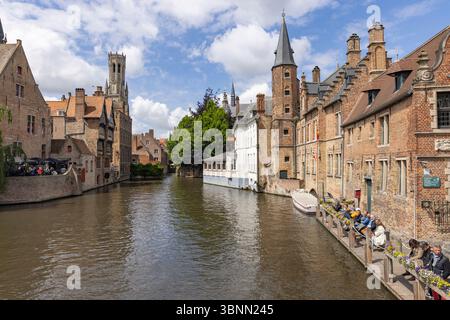 Belgien, Brügge, Altstadt, Kanal, Wasserstraße, Rozenhoedkaai Stockfoto