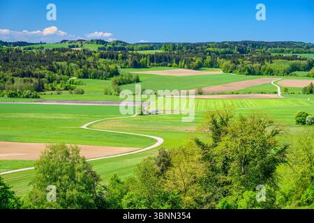 Deutschland, Bayern, Landkreis Ebersberg, Baiern, Landkreis Jakobsbaiern, Blick auf das Glonntal Stockfoto