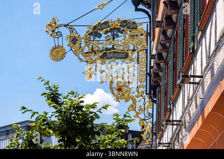 Stadtansicht von Nagold im Nordschwarzwald. Hotel Post am Vorstadtplatz. // 02.07.2025, Nagold, Baden-Württemberg, Deutschland, Europa *** Stadtansicht Nagold im nördlichen Schwarzwald Hotel Post am Vorstadtplatz 02 07 2025, Nagold, Baden Württemberg, Deutschland, Europa Stockfoto