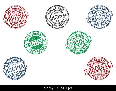 Packung mit Original-Stempel Design-zertifiziertem Originalsiegel Stock Vektor