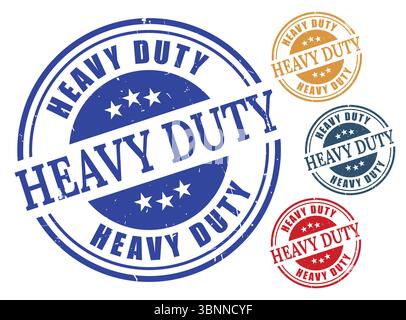 Heavy Duty Stempel Blau Rot Orange Grau Variationen Stock Vektor
