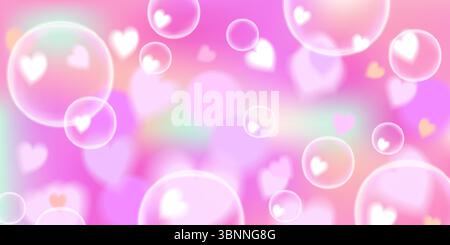 Leuchtende rosa und rote Herzblasen, romantisches Valentinstag-Bokeh Stock Vektor