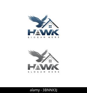 Logo-Symbol für Hausreparatur oder -Wartung mit Hawk-Hammer. Vektorabbildung Stock Vektor