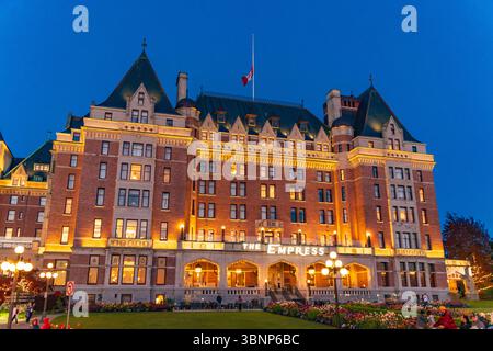 Fairmont Empress Hotel am Abend in Victoria, Kanada Stockfoto