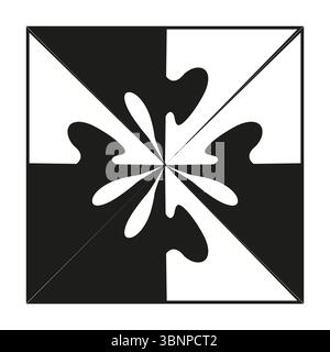 Vierteiliges Puzzle-Emblem. Symmetrisches Puzzle-Design. Unity Vektor-Logo. Stock Vektor