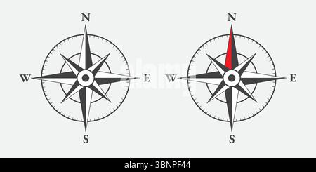 „Kompassrose mit Nordanzeige – Navigationssymbol“ Stock Vektor