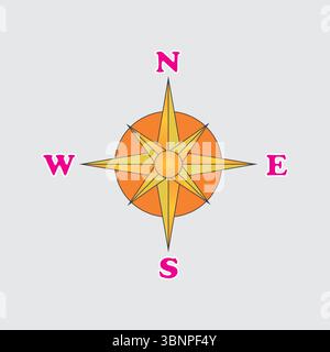 Bunte Kompassrose mit Wegbeschreibungen Stock Vektor