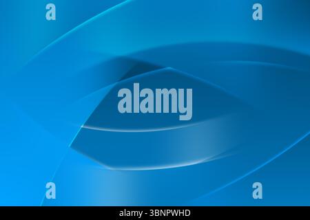 Sich überlappende, durchscheinende blaue Kurven, die über einen flachen Verlauf fließen und ein glattes Wellenmuster erzeugen Stockfoto
