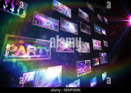 Bildschirm-Collage, die Disco Bilder Stockfoto