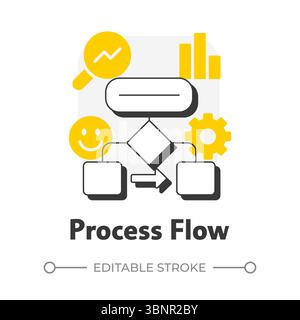 Symbol „Prozessfluss - flache Umrisse“ Stock Vektor