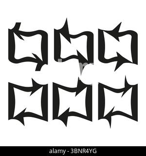 Quadratische Rahmen-Kollektion. Fettgedruckte Konturformen. Dekorative Rahmenelemente. Vektorbildgruppe. Stock Vektor