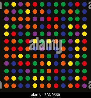 Buntes Punktgitter. Helles Pixel-Array. Abstraktes, lebendiges Muster. Geometrisches Vektormosaik. Stock Vektor