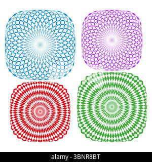 Helle Spiralkreise. Radiale Verlaufsmuster. Abstrakte geometrische Kunst. Abbildung der Vektorfarbe. Stock Vektor