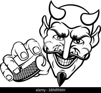 Teufel Satan Eishockey Sport Maskottchen Cartoon Stock Vektor