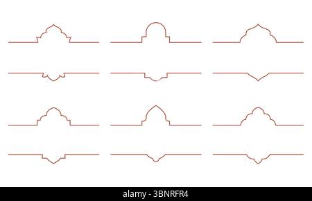Minimalistisches Rahmendesign im arabischen Stil. Elegante Vintage-Rahmen für Verpackungen, Etiketten, Aufkleber, Karten, Einladungen. Vektororientalische moderne Abstraktion Stock Vektor