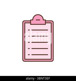 Eine niedliche Vektorillustration eines rosafarbenen Clipboards mit einer Checkliste, perfekt für feminine, Organisations- oder Planungsthemen. Stock Vektor