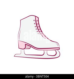 Eine schöne Vektor-Illustration eines Schlittschuhs mit rosa Akzenten, perfekt für Wintersport, Erholung oder anmutige Themen. Stock Vektor