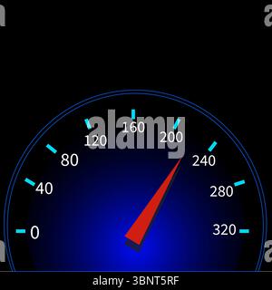 Tachometerrad für das Auto. Fahrgeschwindigkeitsanzeige. Anzeige Fahranzeige. Vektor-Dashboard-Element. Stock Vektor