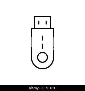 Eine klare Darstellung eines USB-Laufwerks, das Datenspeicherung, -Übertragung oder digitale Konnektivität darstellt. Stock Vektor