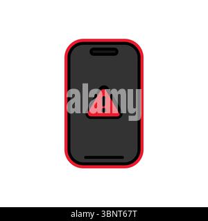 Warnung Smartphone-Symbol mit roter Warnung, die auf Geräteprobleme oder Sicherheitsbedenken hinweist. Stock Vektor