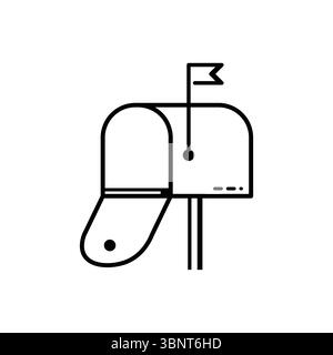 Umreißen Sie das Postfachsymbol mit Flag, perfekt für E-Mail-, Kommunikations- und Nachrichtenzustellungsentwürfe. Stock Vektor