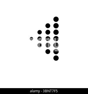 Punkte wurden von einer Ecke auf eine andere verkleinert. Symbol für abgewickelte Volumenkörper auf weißem Hintergrund. Stock Vektor