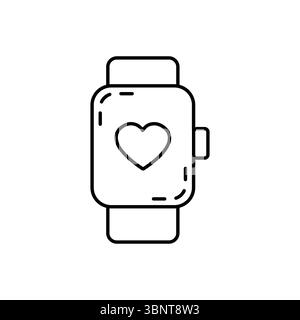 Minimalistische Smartwatch mit Herzfrequenzsymbol, perfekt für Themen wie Gesundheit, Fitness und tragbare Technologie. Stock Vektor