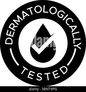 Dermatologisch getesteter Vector Stamp - Skincare Certification Badge - Dermatologisch getestetes Logo-Design Stock Vektor