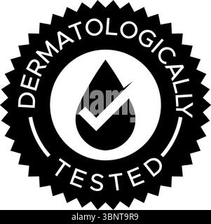 Dermatologisch getesteter Vector Stamp - Skincare Certification Badge - Dermatologisch getestetes Logo-Design Stock Vektor