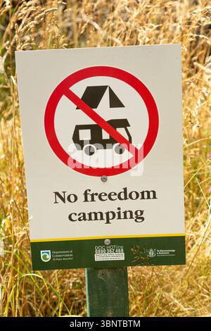 Kein Freedom Camping Schild Neuseeland Stockfoto