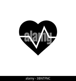 Herzschlagfrequenz, Herzschlagimpuls, EKG-Symbol mit flachem Vektor isoliert auf weißem Hintergrund. Stock Vektor