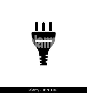 UK Typ K Elektrostecker drei Pin Solid Flat Vector Symbol isoliert auf weißem Hintergrund. Stock Vektor