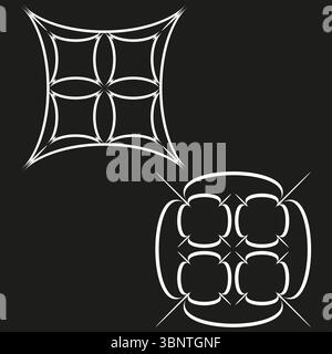 Rautenrahmen-Symbole. Rautenfenfensterformen. Vektor des geometrischen Gitters. Minimale Modellstruktur festgelegt. Stock Vektor