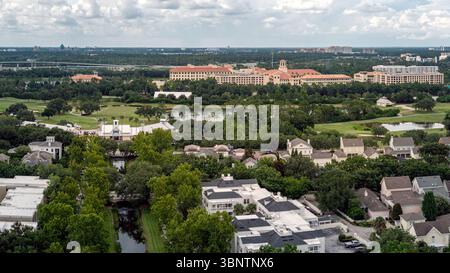 Luftaufnahme von Celebration, Florida, USA. Juli 2025. Stockfoto