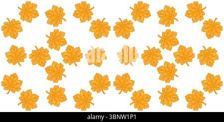 Goldener Ahorn Hinterlässt Nahtloses Muster. Nahtloses Muster mit gelben Ahornblättern auf weißem Hintergrund. Flache Darstellung. Stock Vektor