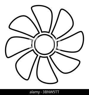 Lüfter Silhouette Form, Klimaanlage und Lüftungssymbol, schwarz-weiße Vektorillustration Stock Vektor