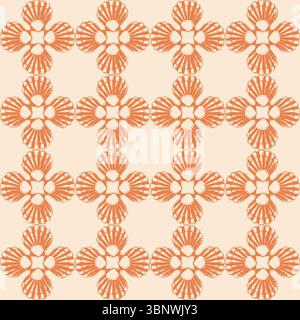 Abstrakte Aquarelle im Art-Deco-Stil Muscheln geometrische Formen nahtlose Muster Hintergrund. Handgezeichnete orangefarbene Elemente mit goldener Linie. Aquarellfarben pro Stockfoto