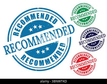 Empfohlenes Stempelvektorgrafikset für das Designelement der Genehmigung und Qualitätssicherung Stock Vektor