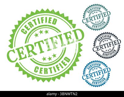 Zertifizierte Stempelvektorgrafik-Designelemente für die Produktqualitätssicherung und das Genehmigungszeichen Stock Vektor