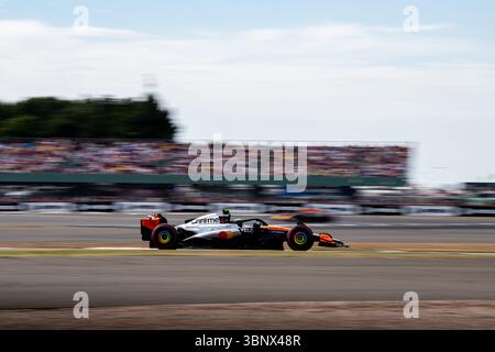 04 NORRIS Lando (gbr), McLaren F1 Team MCL39, Action während der 8. Runde der FIA Formel-2-Meisterschaft 2025 vom 4. Bis 6. Juli 2025 auf dem Silverstone Circuit in Silverstone, Großbritannien Stockfoto