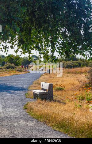 Spaziergang am frühen Morgen im Gary Point Park in Steveston Kanada Stockfoto