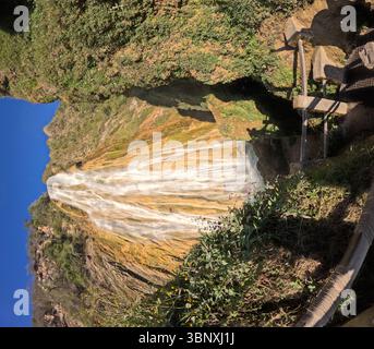 Cascadas de El Chiflon, Chiflon Wasserfälle, Centro Ecoturistico Cascadas el Chiflon, Chiapas Bundesstaat Mexiko in der Nähe der Grenze zu Guatemala, Panorama Landsc Stockfoto
